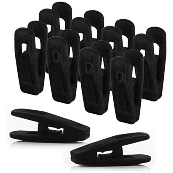 Black Velvet Hanger Clips Set of 20 Strong Grip Pant Skirt Clothes Closet Organi - Picture 7 of 7